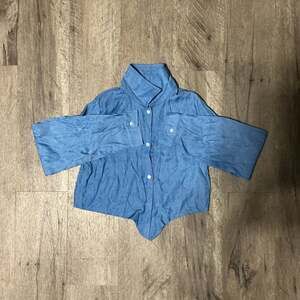NT‎ BY AMATI Light Blue Oversized Linen Blend Button Up Crop Shirt
